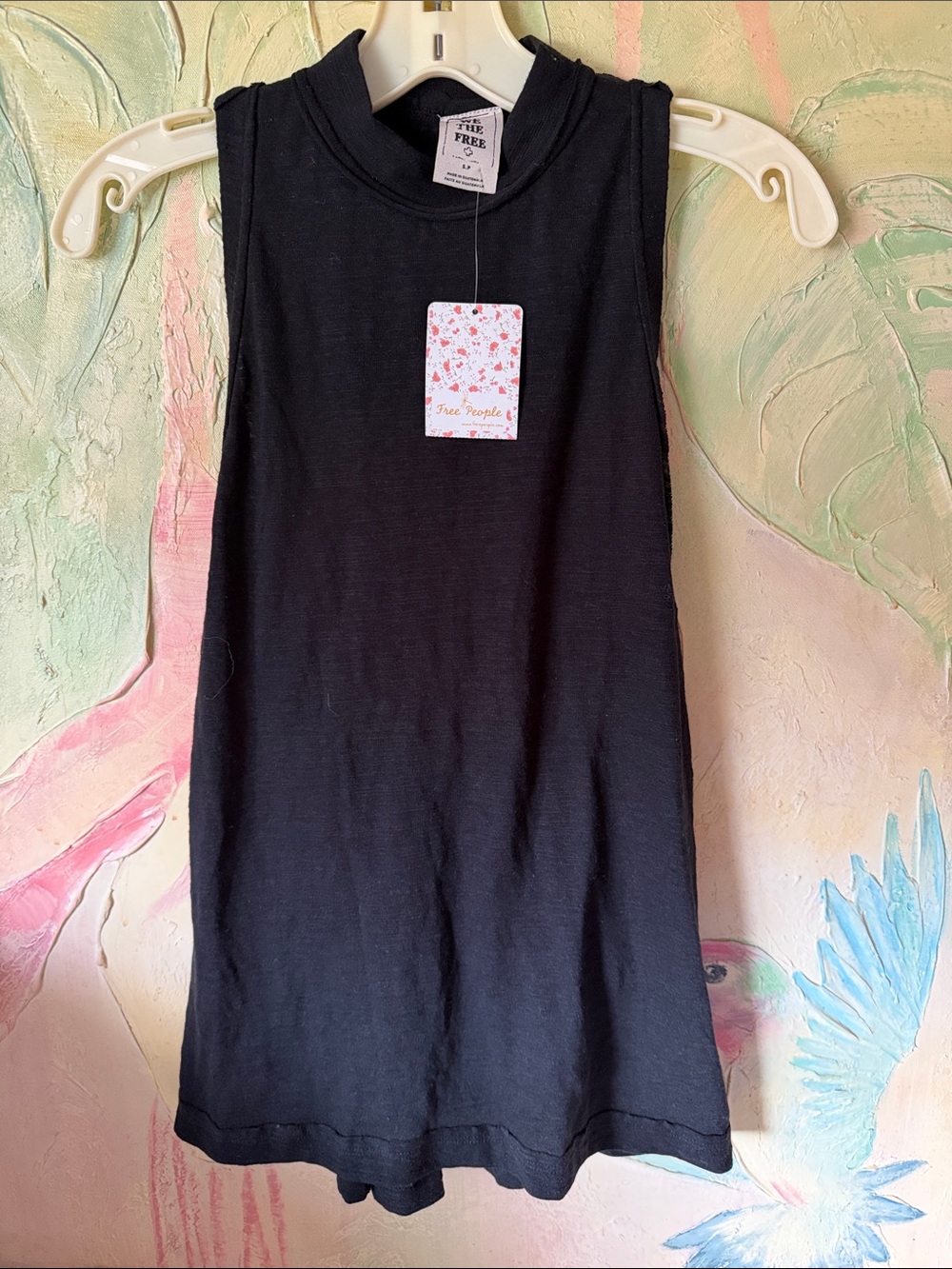 Free People Black Mock Neck Sleeveless Tank New!